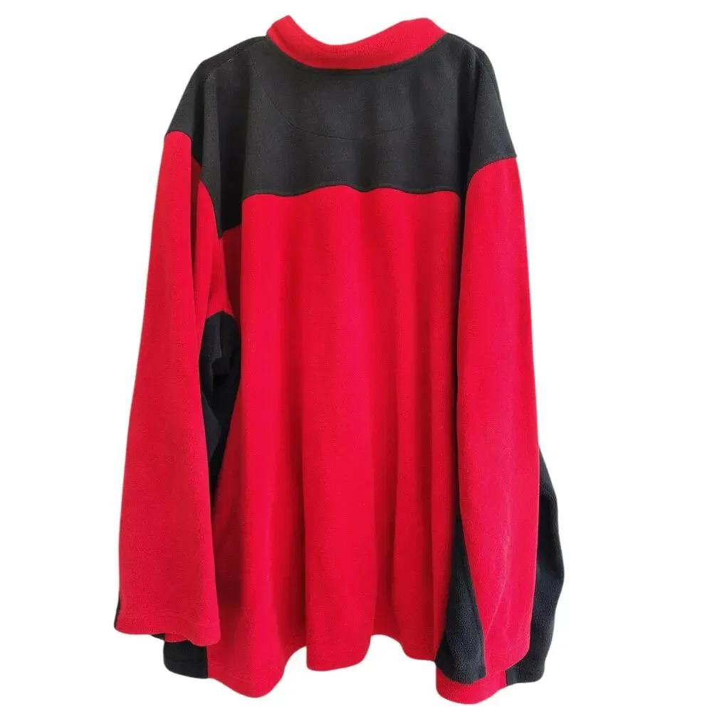 KingSize Mens 5XL Fleece Jacket Red Black Full Zip Big & Tall Pockets